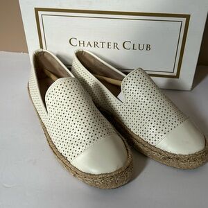 Charter Club Jonii Ivory Espadrille Flat women’s size 8.5 M with Box